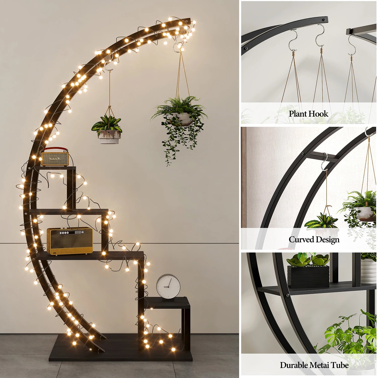 RapidGrow Half-Moon Metal Plant Shelf